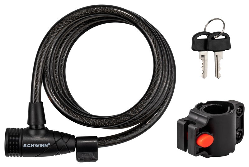 Schwinn Bike Key Lock in Braided Steel Cable, 2 Keys Included, 6 feet x 10mm Anti Theft Bicycle Lock, Security Level 2 - Image 1